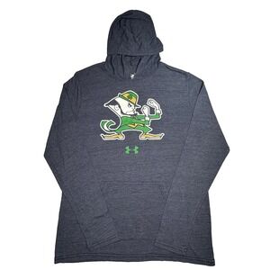 Notre Dame Fighting Irish Hoodie T Shirt Mens L Gray NCAA Football Under Armour